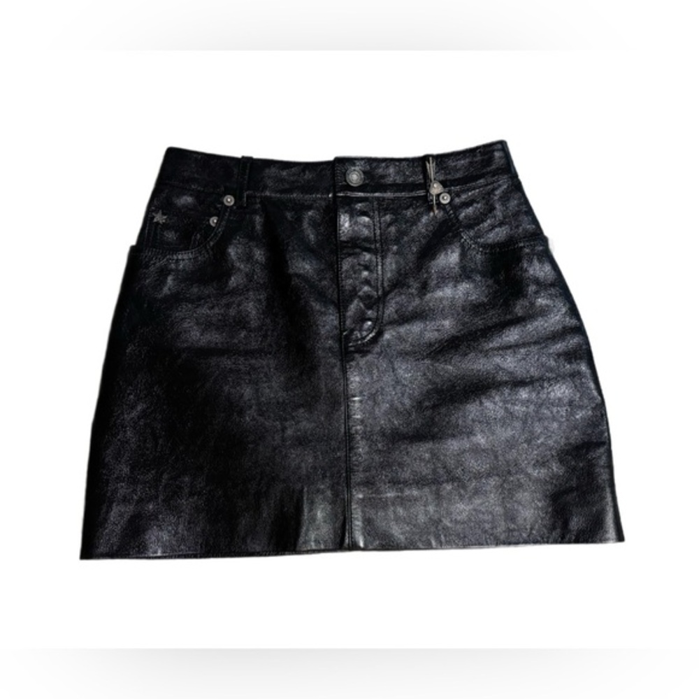 Saint Laurent YSL Black Leather Mini Skirt Designer Paris EU 38